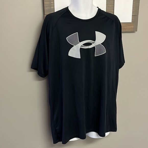 Under Armour Men’s Black w/ Front Logo Short Sleeve Loose HeatGear T-shirt- XL - Picture 3 of 12
